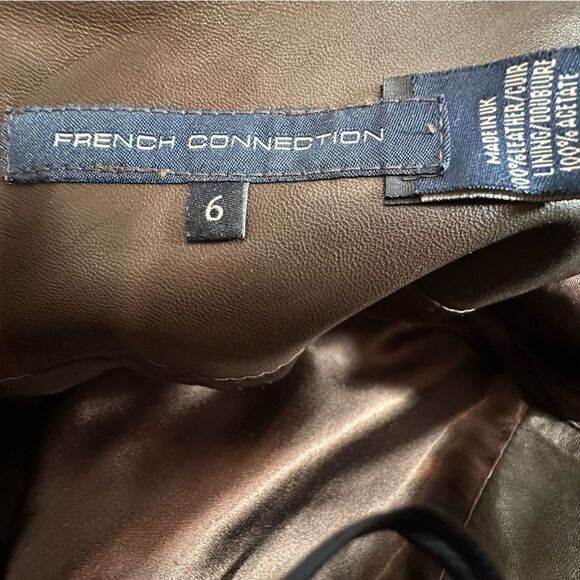French Connection Vintage Brown Leather Pencil Skirt | Size 6 - Picture 7 of 7
